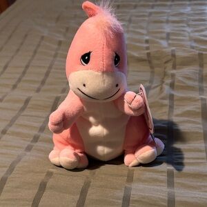 Precious Moments Pink and White Plush Dino with Tufted Crest